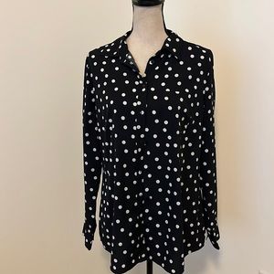 Merona Black and White Polka Dot Button Down Shirt